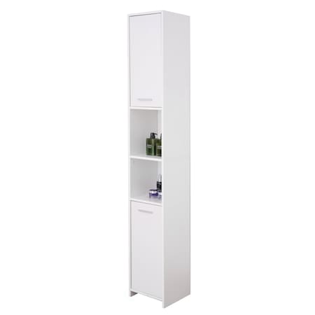 Basicwise Versatile 77" White Tall Storage Cabinet with 2 Doors and Adjustable Shelves, Linen Tower Cabinet QI003552.W
